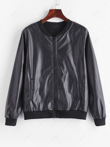 Women Jackets Fleece Lined Faux Leather Zip Jacket S - ZAFUL Product Catalog (GBP) - Modalova