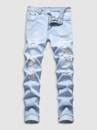 Mens Ripped Pockets Faded Demin Jeans 32 - ZAFUL Product Catalog (GBP) - Modalova