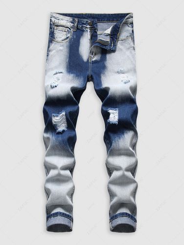 Mens Faded Ripped Zipper Button Denim Jeans 36 - ZAFUL Product Catalog (GBP) - Modalova
