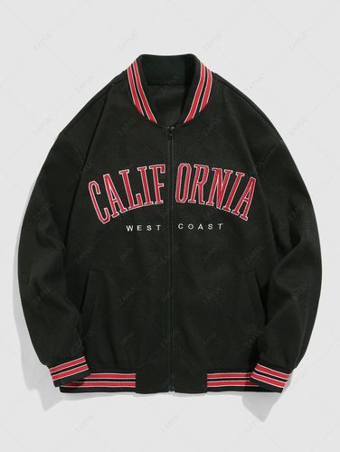 Mens Letter CALIFORNIA Embroidery Zippered Baseball Varsity Jacket L - ZAFUL - Modalova