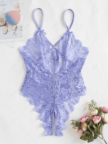 Ropa Interior de Encaje Festoneado Sin Entrepierna - ZAFUL - Modalova