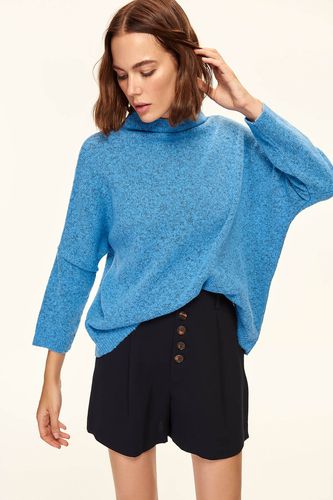 Blue Bat Sleeve Knitted Sweater - Trendyol - Modalova