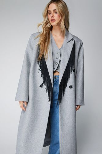 Womens Premium Wool Blend Fringe Coat - - 4 - Nasty Gal - Modalova