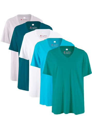 Camiseta larga y ancha con cuello en V (5 unidades), de manga corta - bpc bonprix collection - Modalova