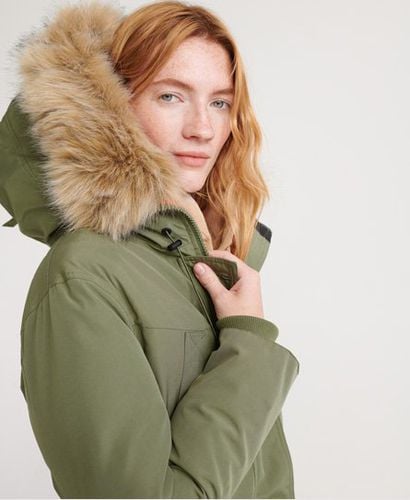 Women's Rookie Down Parka Jacket Green / Olive Khaki - Size: 8 - Superdry - Modalova