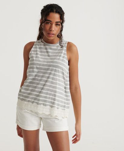 Women's Lace Mix Vest Top Grey / Grey Marl Stripe - Size: 6 - Superdry - Modalova