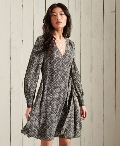 Women's Bohemian Wrap Dress Black / Black Print - Size: 10 - Superdry - Modalova