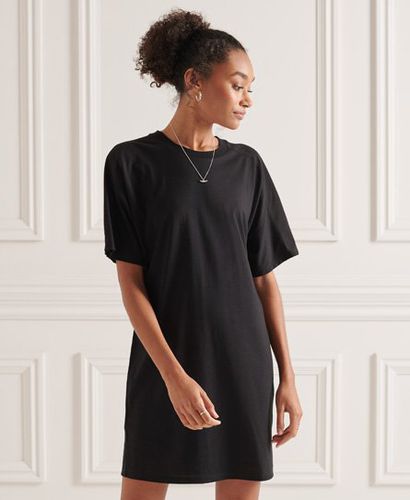 Women's Cotton Modal T-shirt Dress Black - Size: 8 - Superdry - Modalova