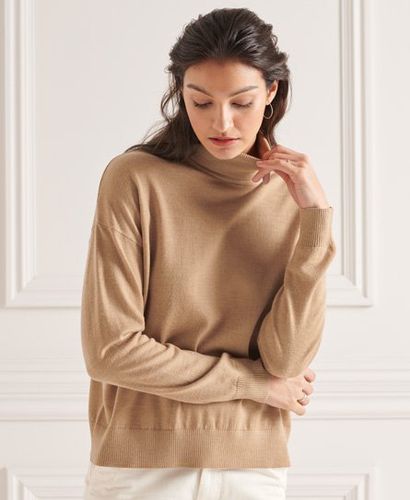 Women's Merino Drop Shoulder Roll Neck Jumper Beige / Praline - Size: 12 - Superdry - Modalova