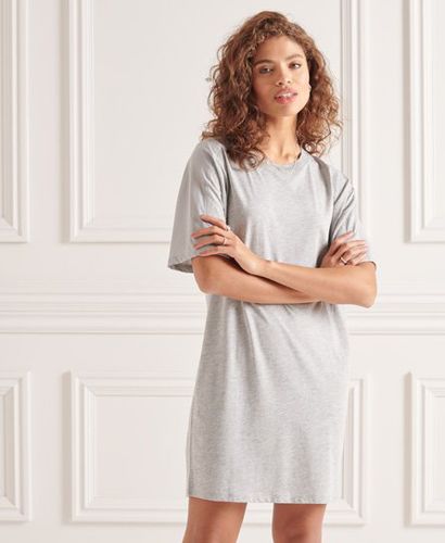 Women's Cotton Modal T-shirt Dress Light Grey / Mid Marl - Size: 10 - Superdry - Modalova
