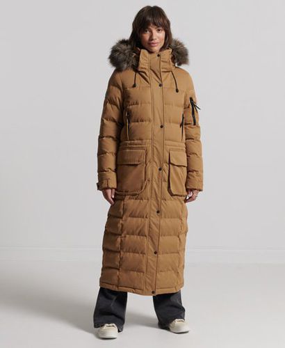 Women's Microfibre Expedition Longline Parka Coat Brown / Sandstone - Size: 10 - Superdry - Modalova