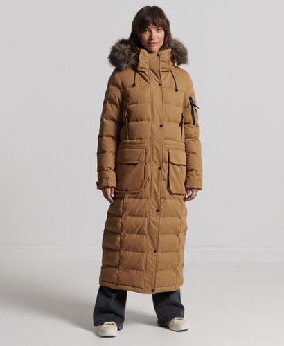 Women's Microfibre Expedition Longline Parka Coat Brown / Sandstone - Size: 16 - Superdry - Modalova