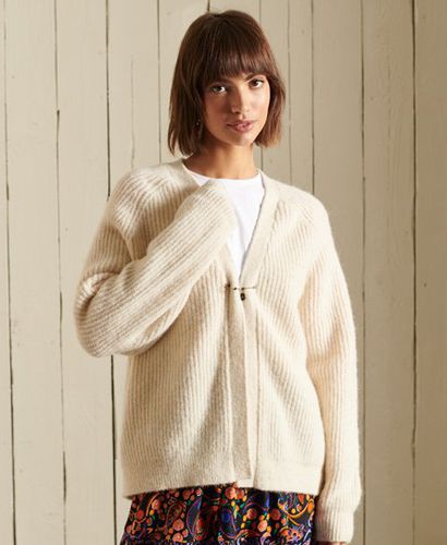 Women's Alpaca Blend Cardigan Cream / Oatmeal - Size: 14 - Superdry - Modalova