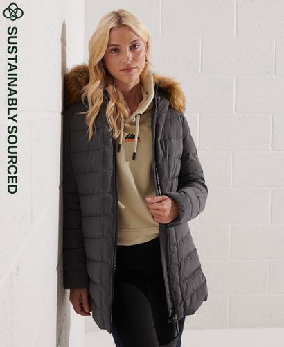 Women's Arctic Tall Puffer Coat Grey / Charcoal - Size: 10 - Superdry - Modalova