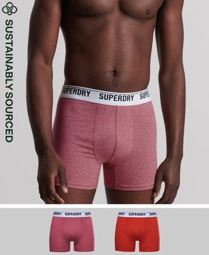 Men's Organic Cotton Boxer Double Pack Orange / Mid Red/Orange - Size: S - Superdry - Modalova