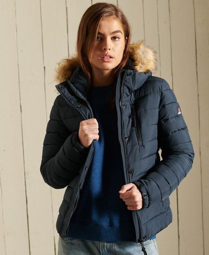 Women's Classic Faux Fur Fuji Jacket Navy / Eclipse Navy - Size: 8 - Superdry - Modalova