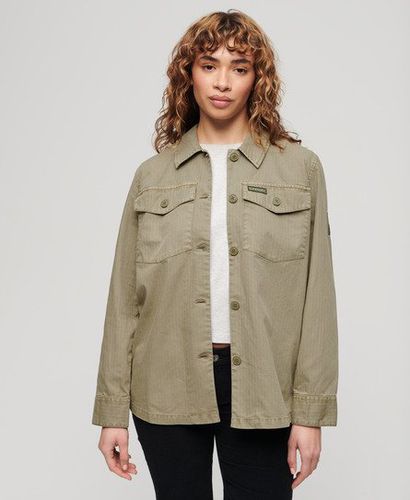 Ladies Classic Herringbone Military Overshirt, Green, Size: 10 - Superdry - Modalova