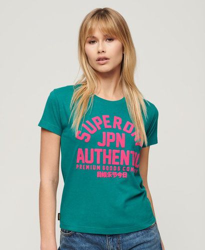 Women's Puff Print Fitted T-Shirt Green / Ocean Green Marl - Size: 10 - Superdry - Modalova