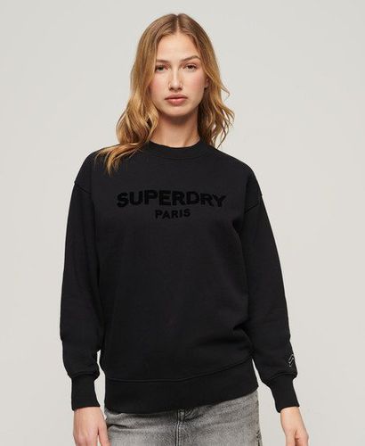 Ladies Boxy Fit Embroidered Logo Sport Luxe Crew Sweatshirt, Black, Size: 10 - Superdry - Modalova