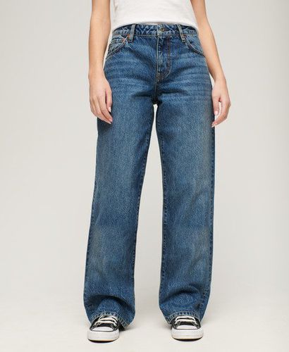 Women's Women's Classic Organic Cotton Mid Rise Wide Leg Jeans, Dark Blue, Size: 34/32 - Size: 1.0625 - Superdry - Modalova