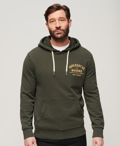 Men's Workwear Flock Chest Graphic Hoodie Green / Surplus Goods Olive Green - Size: S - Superdry - Modalova