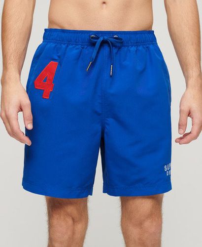 Mens Classic Embroidered Recycled Polo 17-Inch Swim Shorts, Blue, Size: L - Superdry - Modalova