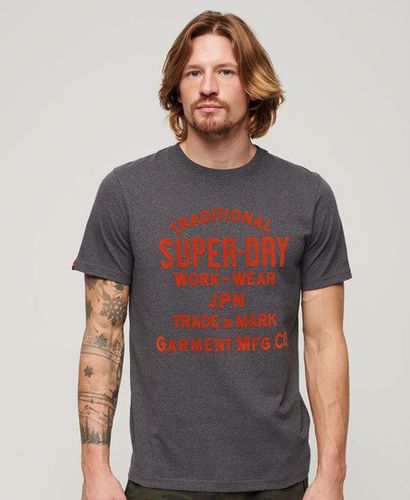 Men's Workwear Flock Graphic T-Shirt / Granite Marl - Size: S - Superdry - Modalova