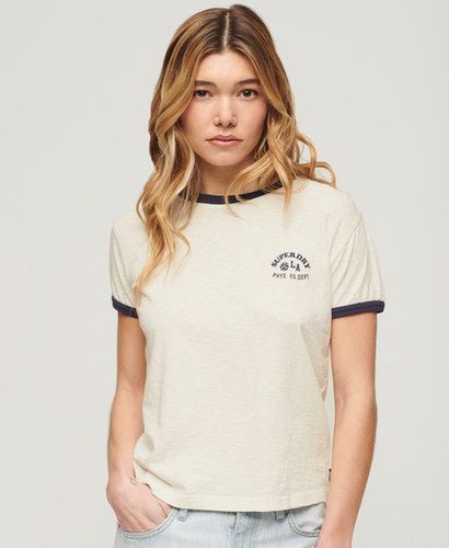 Damen Athletic Essentials Beach Graphic Ringer T-Shirt - Größe: 38 - Superdry - Modalova