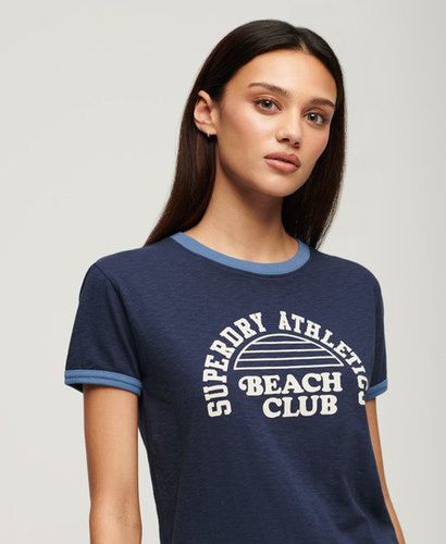 Damen Athletic Essentials Beach Graphic Ringer T-Shirt - Größe: 34 - Superdry - Modalova