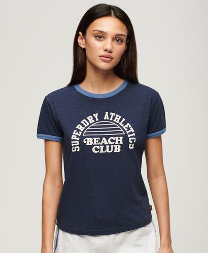 Damen Athletic Essentials Beach Graphic Ringer T-Shirt - Größe: 34 - Superdry - Modalova