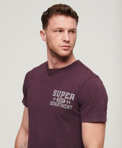 Men's Athletic College Graphic T-Shirt Burgundy / Fig Purple Slub - Size: L - Superdry - Modalova
