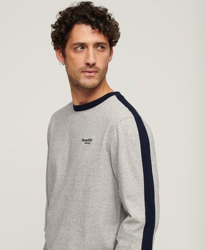 Men's Essential Logo Retro Stripe Long Sleeve Top Light Grey / Grey Fleck Marl/ Eclipse Navy - Size: XL - Superdry - Modalova