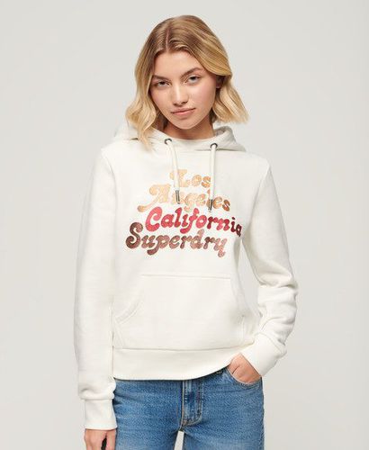 Women's Retro Glitter Logo Hoodie Cream / Ecru - Size: 10 - Superdry - Modalova