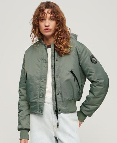 Women's Hooded Bomber Jacket Green / Laurel Khaki - Size: 10 - Superdry - Modalova
