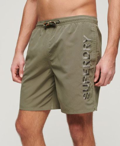 Men's Premium Embroidered 17-inch Swim Shorts Khaki / Light Khaki Green - Size: L - Superdry - Modalova