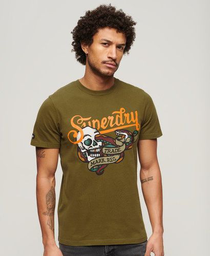Herren T-Shirt mit Tattoo-Schriftzug - Größe: M - Superdry - Modalova