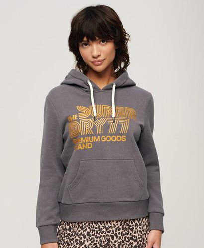 Ladies Classic Embroidered Logo Retro Glitter Hoodie, Dark Grey, Size: 10 - Superdry - Modalova