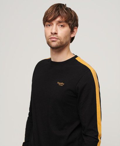 Mens Classic Essential Logo Retro Stripe Long Sleeve Top, Black and Yellow, Size: L - Superdry - Modalova