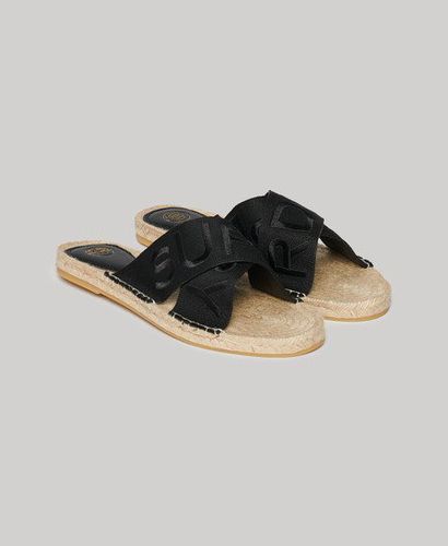 Women's Espadrille Cross Strap Sliders Black - Size: 7 - Superdry - Modalova