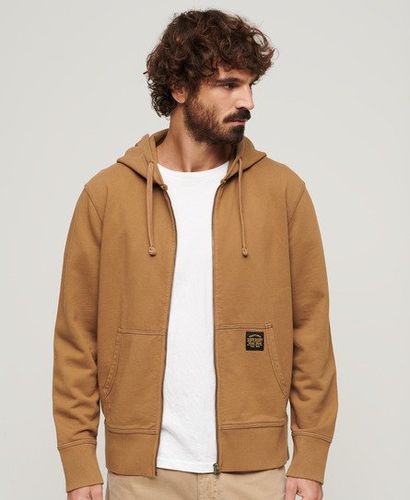 Men's Contrast Stitch Relaxed Zip Hoodie Brown / Washed Classic Brown Camel - Size: L - Superdry - Modalova