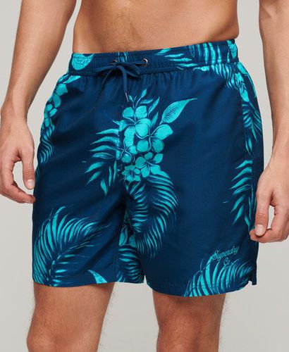 Men's Recycled Hawaiian Print 17-inch Swim Shorts Navy / Palm Print Navy - Size: S - Superdry - Modalova