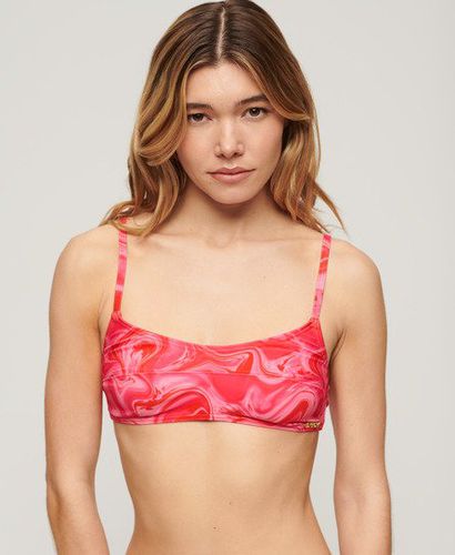Women's Print Bralette Bikini Top Pink / Malibu Pink Marble - Size: 10 - Superdry - Modalova