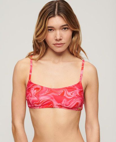 Women's Print Bralette Bikini Top Pink / Malibu Pink Marble - Size: 12 - Superdry - Modalova