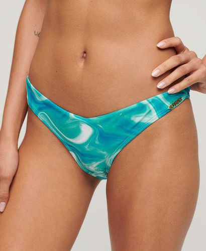 Women's Printed Cheeky Bikini Bottoms / Bali Blue Marble - Size: 14 - Superdry - Modalova