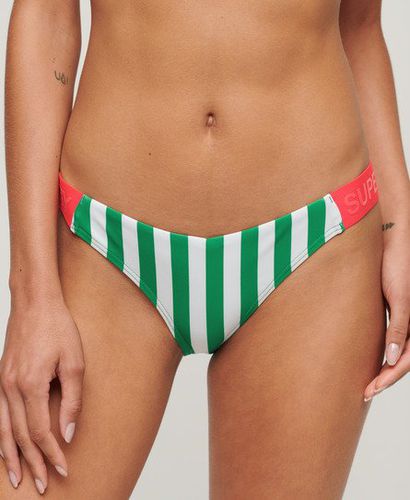 Women's Striped Cheeky Bikini Bottoms Green / Green Stripe - Size: 12 - Superdry - Modalova