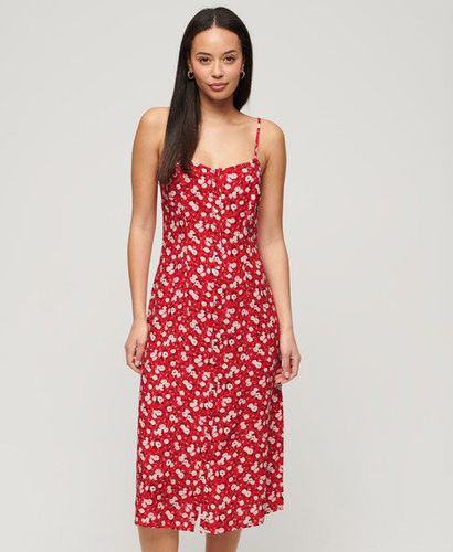 Women's Printed Button-Up Cami Midi Dress Red / Rose Ditsy Print - Size: 12 - Superdry - Modalova