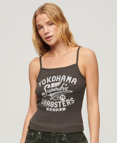 Ladies Retro Rocker Graphic Rib Cami Top, Dark Grey, Size: 14-16 - Superdry - Modalova