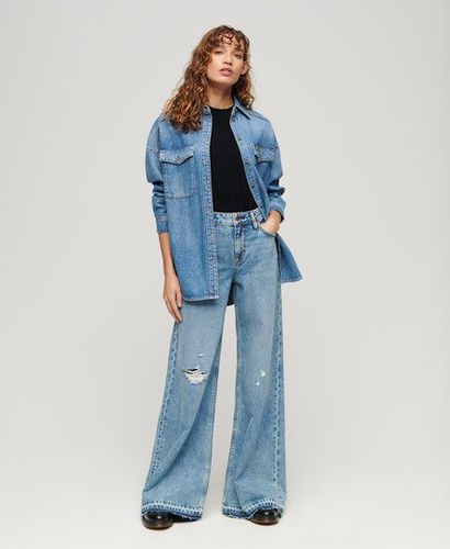 Women's Ausgestellte Jeans mit Unversäubertem Saum und Weitem Bein - Größe: 30/32 - Superdry - Modalova