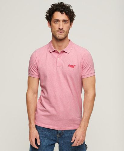 Men's Classic Pique Polo Shirt Pink / Light Pink Marl - Size: L - Superdry - Modalova