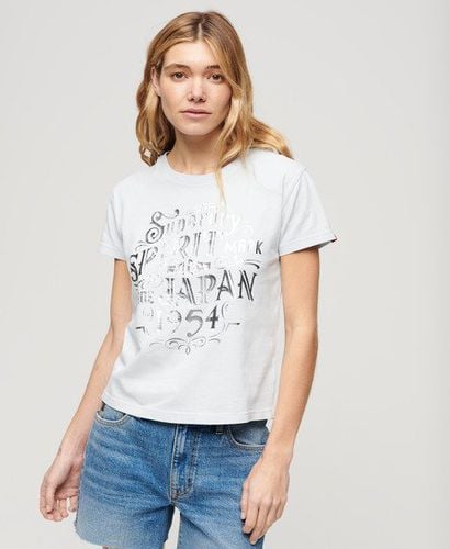 Damen Figurbetontes Workwear T-Shirt mit Folien-Print - Größe: 40 - Superdry - Modalova